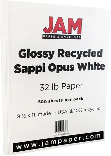 Vista 4 de JAM PAPER Cartulina legal de 80 libras, brillante, 2 caras, cubierta de 8.5 x 14 pulgadas, 7.62 oz/m², color blanco, 50 hojas/paquete