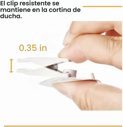 Vista 7 de Paquete de 6 clips para cortina de ducha con ventosa para mantener el forro