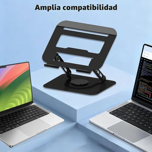 Vista 7 de Soporte ajustable para computadora portátil con rotación de 360° Negro