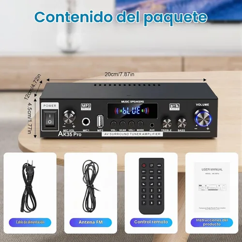 Vista 8 de AK35Pro Bluetooth 5.0 Mini amplificador estéreo de 2 canales para altavoces