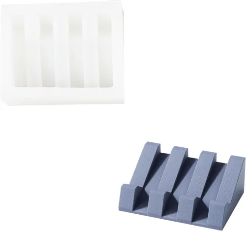 Vista 8 de BOOWAN NICOLE Molde de silicona para jabonera para baño/ducha, barra de jabón con bandeja autodrenante
