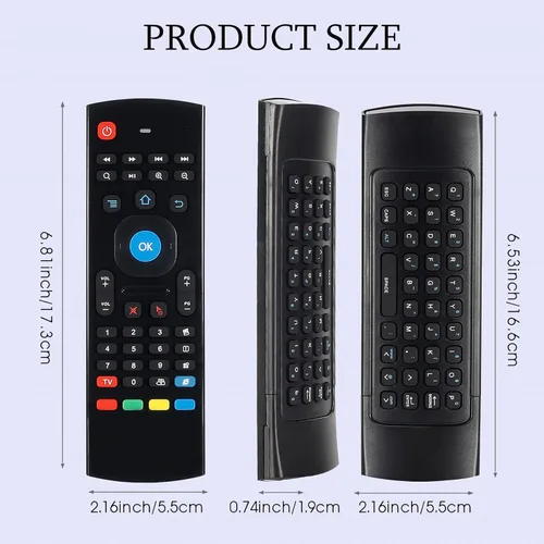 Vista 8 de Control remoto MX3 Air Mouse, 2.4G multifuncional mini teclado inalámbrico Air Mouse remoto para Android Smart TV Box, 3-Gyro y 3-Gsensor, proyector