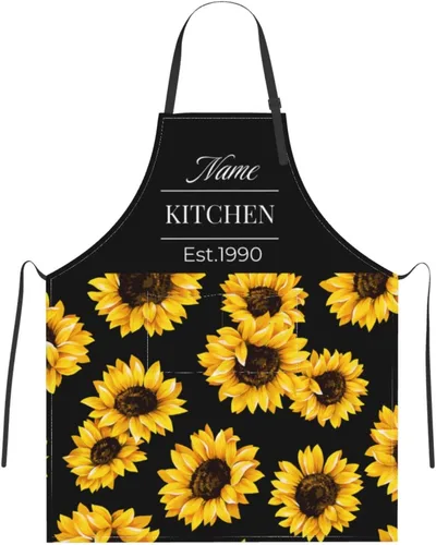 Vista 16 de Delantal personalizado para hombres y mujeres, delantal ajustable unisex con bolsillos, delantales personalizados para cocinero y chef
