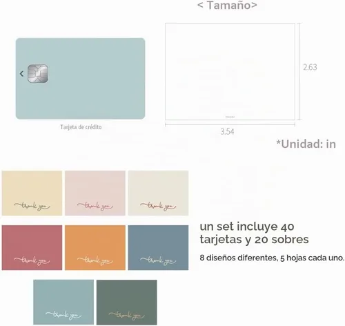 Vista 2 de Monolike Tarjeta de agradecimiento con mensaje - Mezcla de 40 mini tarjetas individuales, 20 sobres Paquete