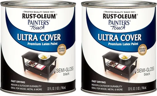 Vista 40 de Rust-Oleum 1976502 Painter's Touch - Pintura de látex, cuarto de galón, negro plano, 32 onzas líquidas, (paquete de 1)