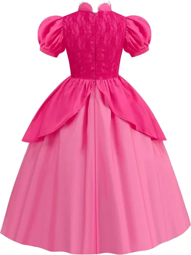 Vista 3 de Disfraz de princesa melocotón, vestido de princesa melocotón, vestidos de princesa para niñas, disfraces de Halloween para niñas