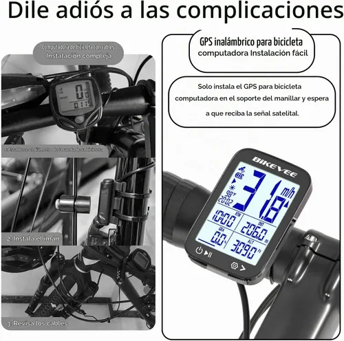 Vista 7 de GPS Bike Computer, 2.4" Screen, Altitude, Gradient, IPX7, 28H Negro-a