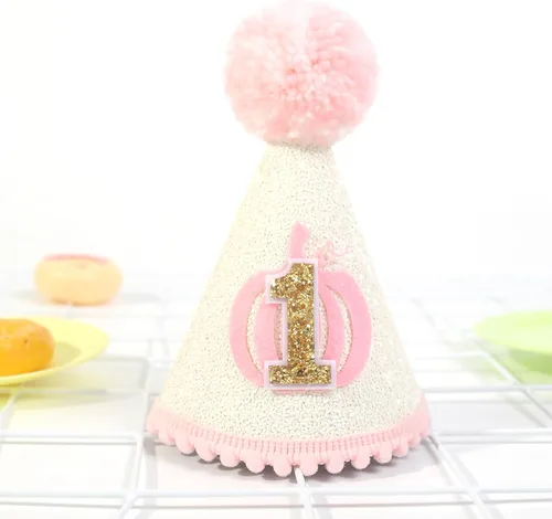 Vista 6 de Sombrero de fiesta de primer cumpleaños de calabaza, sombrero de primer cumpleaños de Halloween para niña, corona de primer cumpleaños con temática