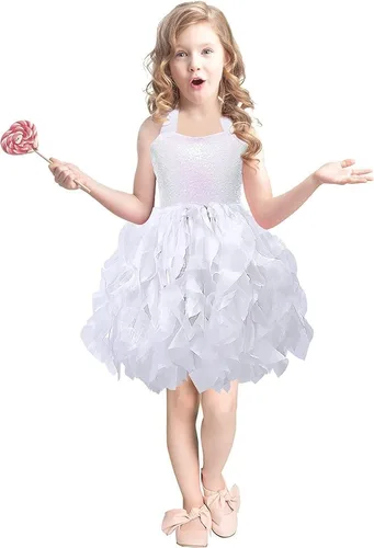 Vista 9 de Vestido tutú para niñas con capas de organza y sauces, traje de cumpleaños, vestido de fiesta de tul con lentejuelas para Pascua, cumpleaños