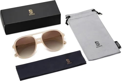Vista 4 de SOJOS Gafas de sol estilo aviador polarizadas retro para mujeres y hombres, clásicos de los años 70, estilo vintage, cuadrados, estilo aviador