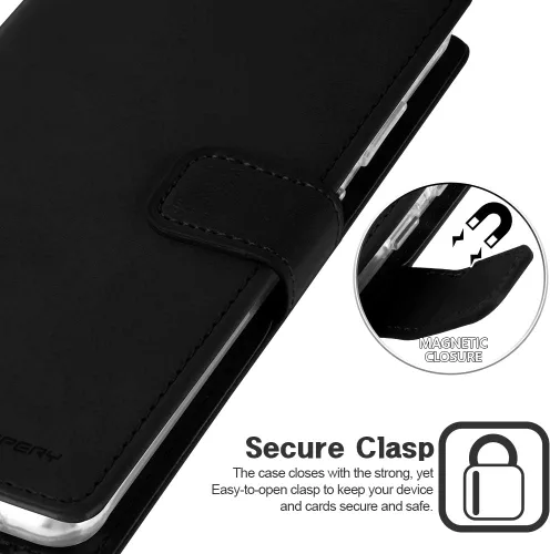 Vista 7 de GOOSPERY Funda Blue Moon para Galaxy S21 de 6.2 pulgadas (2021), soporte de piel sintética premium con soporte para tarjetas (negro)