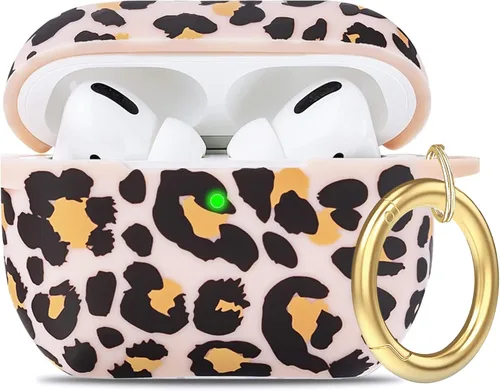 Vista 27 de Compatible con funda AirPods Pro 2019, Gawnock Funda de silicona suave y flexible para funda AirPods Pro para mujeres y niñas con llavero (Caqui)