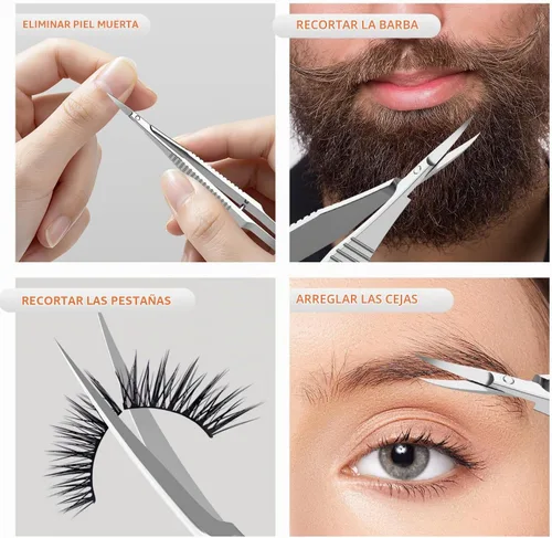 Vista 7 de ZIZZON Tijeras de cutículas extra finas curvadas profesionales precisas punta punta kit de aseo para cejas, pestañas, uñas y piel seca