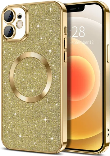 Vista 46 de Hython para iPhone 16 Funda con chispas brillantes, fundas transparentes magnéticas con protector de lente de cámara [Compatible con MagSafe]
