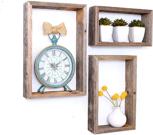 Vista 13 de BarnwoodUSA - Estantería de madera para colgar 100 % madera reciclada, Madera, cuadrado Espresso