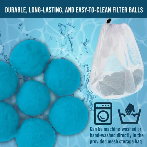 Vista 4 de U.S. Pool Supply Bolas de filtro de piscina azules de 1.5 libras para filtro de arena, medios de filtro de fibra reutilizables para filtros de arena