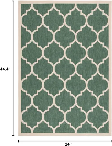 Vista 2 de SAFAVIEH Courtyard Collection - Alfombra decorativa de 2 x 3 pies 7 pulgadas, verde oscuro y beige, no desprende pelusa y de fácil cuidado
