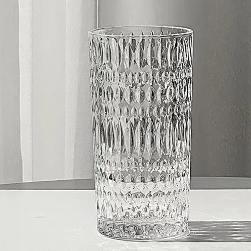 Vista 6 de Vasos Highball [Juego de 4] - Vasos de vidrio vintage de 15 onzas ideales para fiestas de cena - Textura única, aptos para lavavajillas
