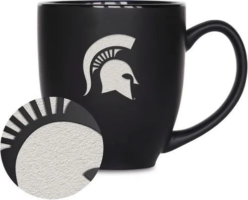 Vista 386 de Rico Industries - Taza de cerámica mate negra con grabado láser estándar de 15oz para NCAA (escuelas T & U) - Para bebidas calientes o frías