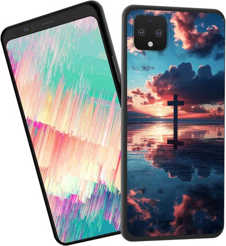 Vista 116 de Funda delgada para Google Pixel 4 XL, funda delgada de silicona de TPU suave a prueba de golpes para Google Pixel 4 XL, gato negro luna estrellada