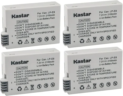 Vista 6 de Kastar Batería LPE8 (paquete de 1) compatible con Canon LP-E8, LC-E8E, BG-E8 y Canon EOS 550D, EOS 600D, EOS 700D, EOS Rebel T2i, EOS Rebel T3i, EOS