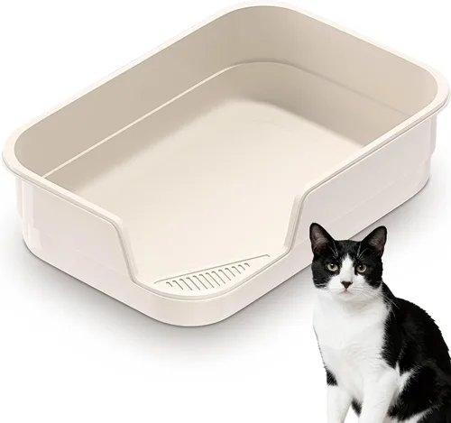 Vista 10 de Vealind Caja de arena extra grande para gatos de alta cara y baja entrada para gatos mayores y grandes, 23.6 x 15.7 x 5.9 pulgadas, XL de respaldo