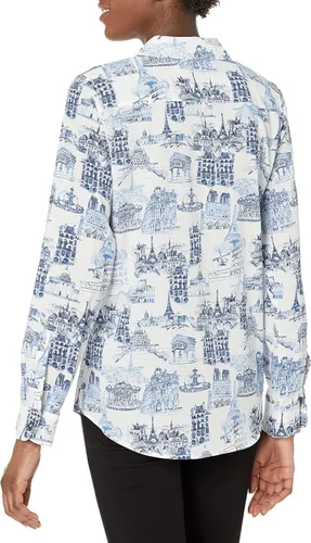 Vista 2 de Karl Lagerfeld Paris Blusa caprichosa de manga larga para mujer