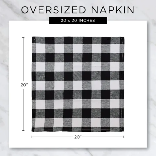Vista 7 de DII Tri-Color Check Collection - Juego de servilletas 100% algodón, 20 x 20 pulgadas, color negro, 6 piezas