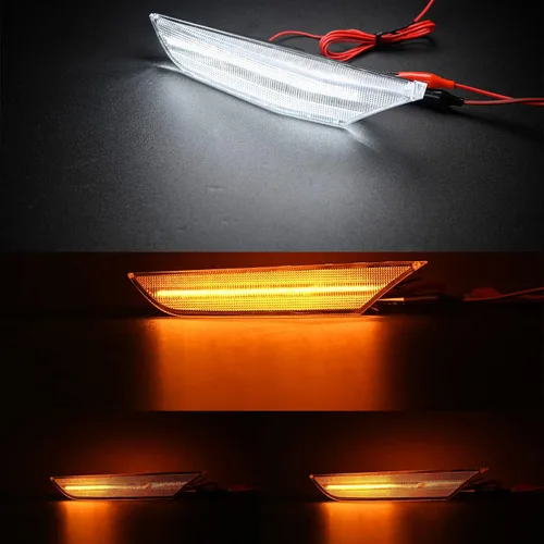 Vista 2 de Switchback - Luces LED de marcador lateral blanco ámbar para Infiniti G35 Sedan Skyline V35 2003-2006 con lente transparente para parachoques