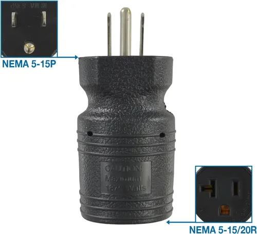 Vista 2 de Conntek 30129 Adaptador de enchufe de 15A a 15/20A, negro