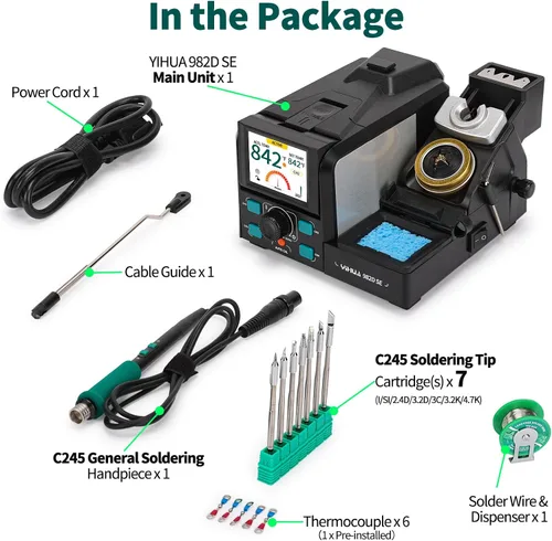 Vista 7 de YIHUA 982D SE 200W Kit de estación de soldadura con calibración automática