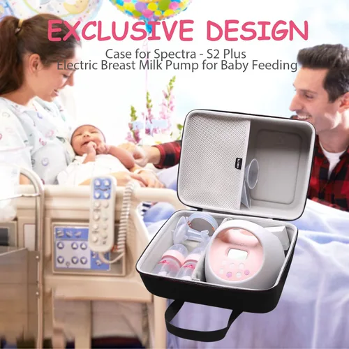 Vista 6 de LTGEM - Funda de viaje para extractor de leche eléctrico Spectra Baby USA S1 Plus / S2 Plus Premier (negro y azul)