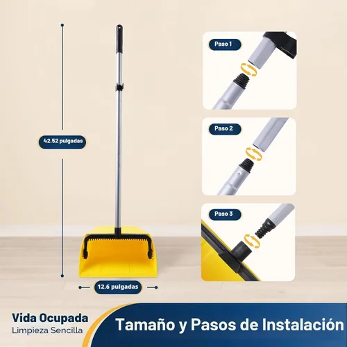Vista 3 de Yocada - Recogedor comercial grande con peine, recogedor vertical y resistente Outdoor Indoor for Courtyard Garage Lobby Mall Market Floor Home