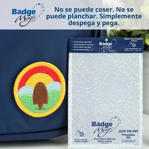 Vista 2 de Badge Magic Adhesivo de parche, sin coser, sin planchar, cinta de tela de doble cara para parches e insignias, solución de bricolaje para uniformes