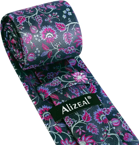 Vista 115 de Alizeal Mens 3.15inches Leaf Flower Pattern Tie with Floral Pocket Square Set