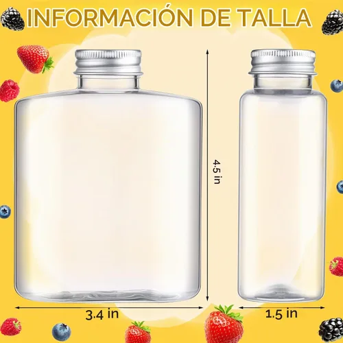 Vista 2 de Thenshop Paquete de 24 botellas de plástico con tapas, botellas de jugo transparentes, botella de agua plana, botella de plástico reutilizable, mini