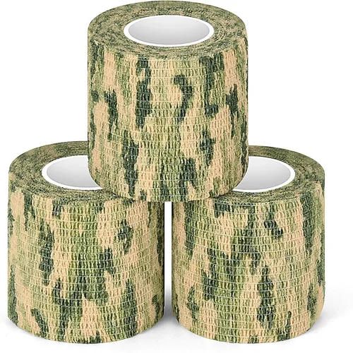 Vista 9 de Cinta envolvente autoadhesiva de camuflaje para protección de 5 cm x 4,5 m. Cinta de camuflaje discreta de tela no tejida. Vendaje elástico para ACU