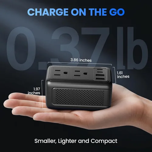 Vista 6 de Convertidor de voltaje de 2000 W, 220 V a 110 V con 2 tomas de CA, 2 puertos USB C y 2 puertos USB A Negro mate (matt black)