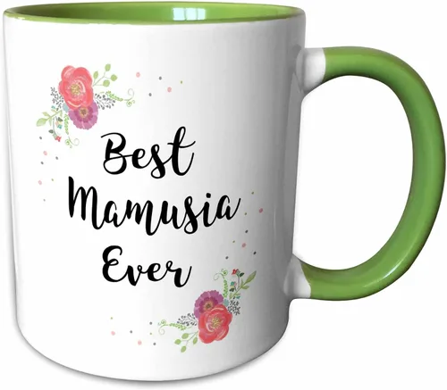 Vista 9 de 3dRose InspirationzStore – Love Series – Floral Best Mamusia Ever bonita acuarela rosa flores – Polaco mamá – tazas (taza_311973), Negro/Blanco