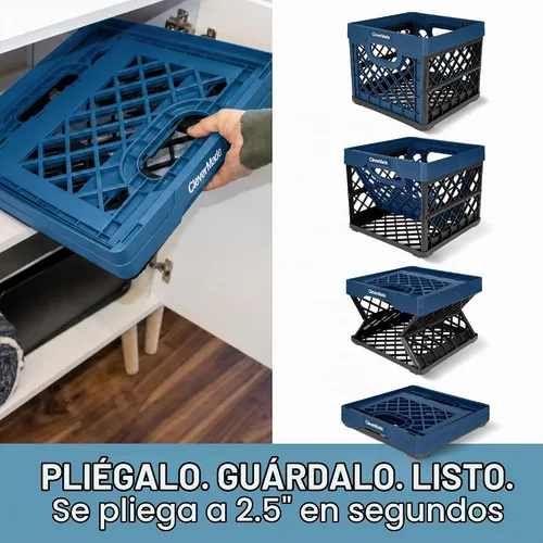 Vista 8 de CleverMade - Cajas de leche plegables para almacenamiento, 25 L, paquete de 3, 50 libras, océano