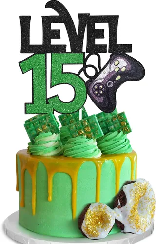 Vista 12 de Decoración para pastel de juego de nivel 8 – Suministros de fiesta de 8 cumpleaños para niños – Decoración de fiesta de juegos ganador