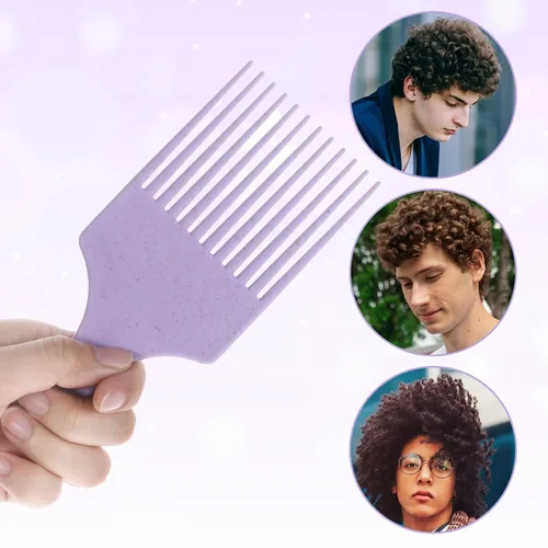 Vista 6 de Púas de pelo para mujer, 3 piezas, peine de plástico con dientes anchos afro para mujeres, herramientas de peinado rizado (color macarrón)