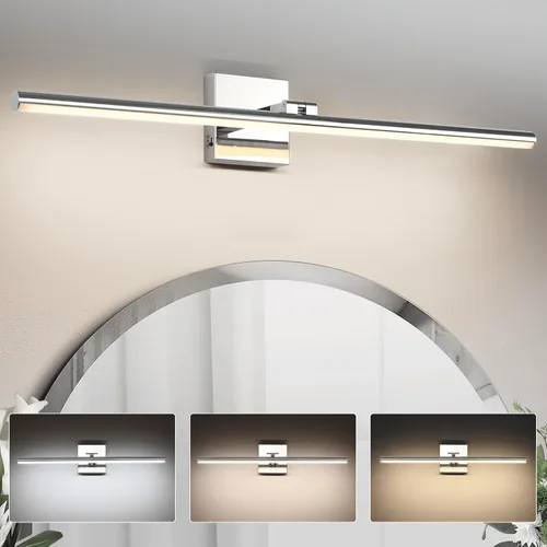 Vista 14 de Lámpara LED para tocador de baño, moderna lámpara de baño sobre el espejo (blanco frío 6000 K), barra de luz de tocador con ángulo ajustable, 24