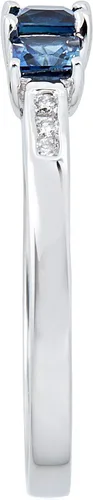 Vista 3 de Gin & Grace Anillo de compromiso de oro blanco de 14 quilates con diamantes de zafiro de corte princesa azul natural (I1, I2) para mujer, zafiro