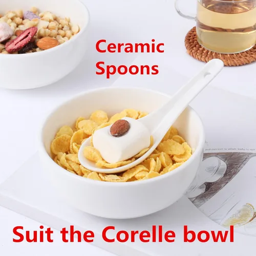 Vista 5 de HAPPY KIT Cucharas de sopa, 6 cucharas de sopa de cerámica de Permium de 5.3 pulgadas, cucharas de ramen asiáticas adecuadas para Corelle Pho Miso