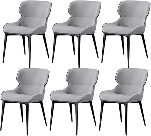 Vista 11 de LICOME Modern Dining Chairs Set of 6 Water Proof PU Leather Side Chairs with Carbon Steel Frame Kitchen Living Room Lounge Counter Chairs(Beige)