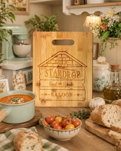 Vista 8 de Stardrop Saloon - Tabla de cortar con parodia para juegos de barra rústica