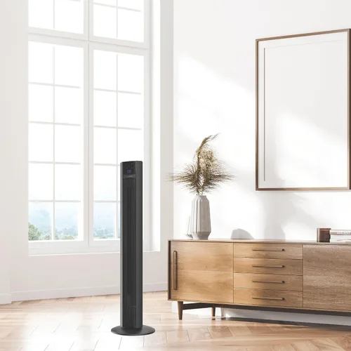 Vista 5 de Lasko Xtra Air Ventilador de torre oscilante de 4 velocidades, negro, 48
