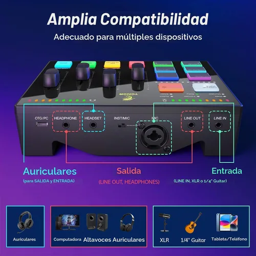 Vista 5 de TONOR Kit de micrófono dinámico para podcasts, interfaz de audio y micrófono XLR/USB para podcasting, grabación, micrófono de estudio cardioide XLR