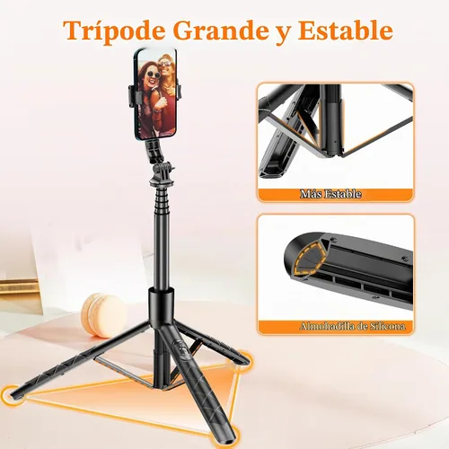 Vista 4 de Trípode de teléfono Selfie Stick de aleación de aluminio de 62 pulgadas con control remoto inalámbrico compatible con iPhone 17 16 15 14 13 pro Xs
